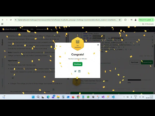 I Earned My 5th SQL Star on HackerRank ⭐⭐⭐⭐⭐ | SQL Problem Solving Journey