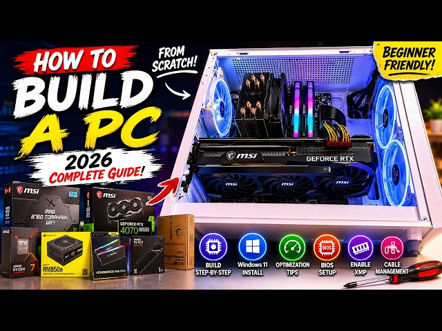 How To Build a PC in 2026 | Full Beginner Guide + Windows 11 Optimization