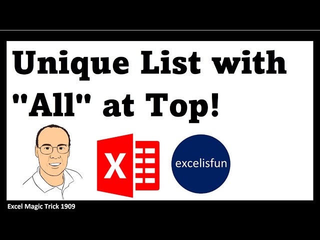 Excel Formula Creates Unique List with “ALL” at Top! VSTACK, UNIQUE & SORT Array Functions EMT 1909