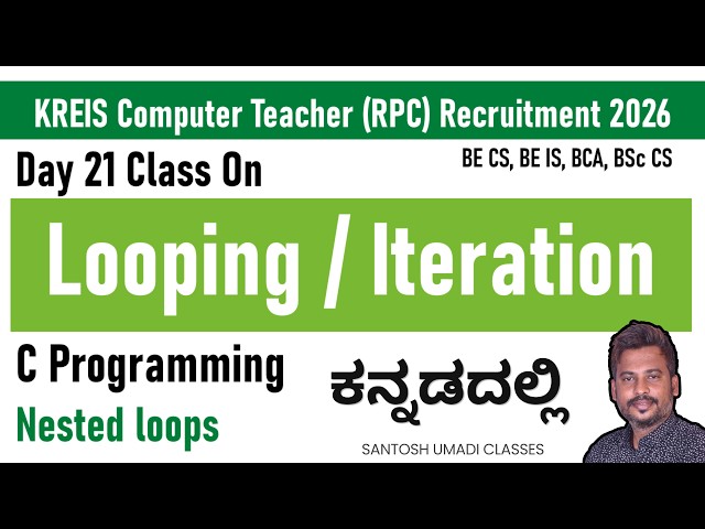 KREIS Computer Teacher 2026 | Nested Loops in C Programming | Pattern Programs | Kannada