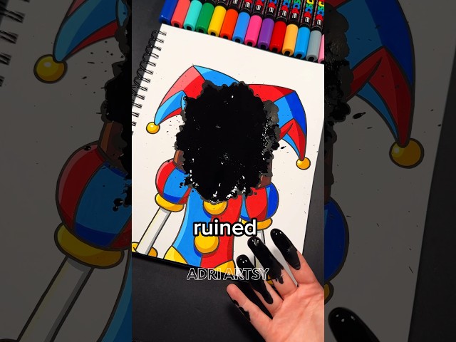 I RUINED My Drawing of POMNI from TADC with Posca Markers! #shorts