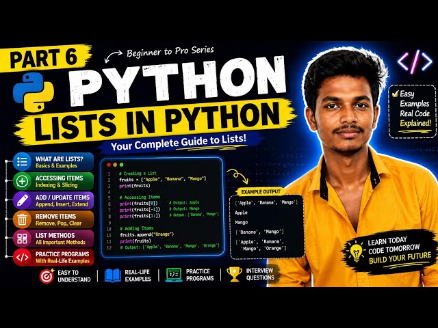 Learn Python Lists | Append, Insert, Remove & List Methods | Part 6