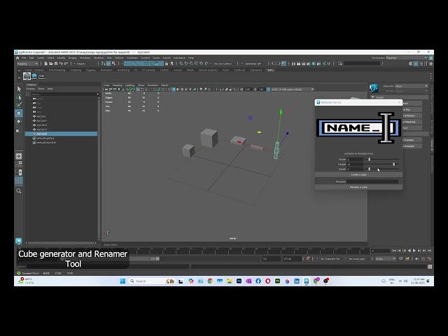 🛠 Cube Generator & Renamer – Maya Python Tool