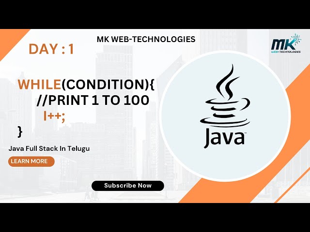 Print 1 to 100 using While Loop in Java | Telugu Explanation | Java Loops Made Easy