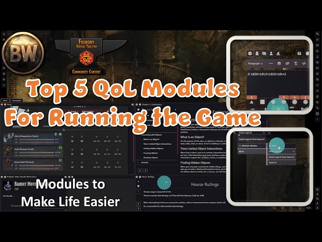 The Top 5 Quality of Life Modules for Running the Game in #FoundryVTT - Fall 2026