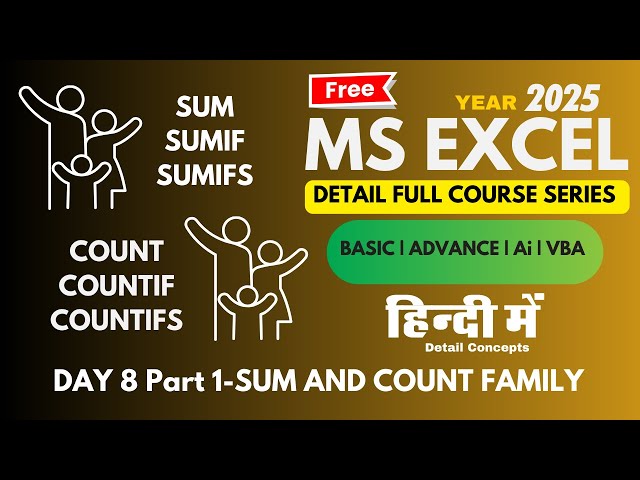 Excel training Day 8 Part 1 | Function -Sum and Count family  #exceltraining