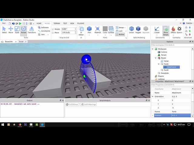 Roblox Tutorials  - Constraints scripting tutorial and demo part 2 of 2