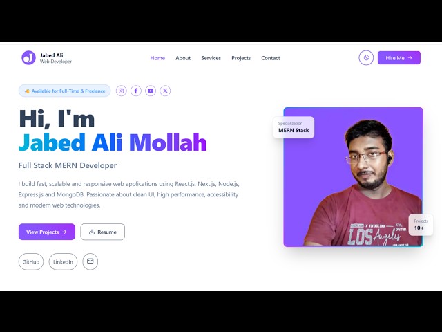 🚀 My Developer Portfolio | MERN Stack & React.js Developer | Next.js Portfolio | Jabed Ali Mollah