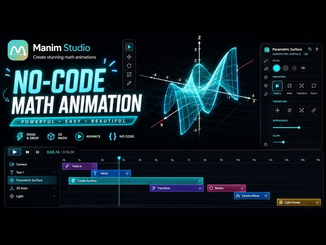 Create 3Blue1Brown-Style Math Animations Visually! (No Coding Required) | Manim Studio