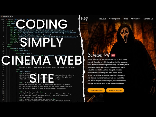 A simple movie theater website with a dialog box, along with footage of its development 🔥  HTML, CSS