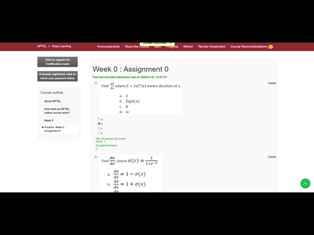 Nptle Deep Learning (IIT Kharagpur) | Week 0 Assignment Solutions | All MCQs Explained