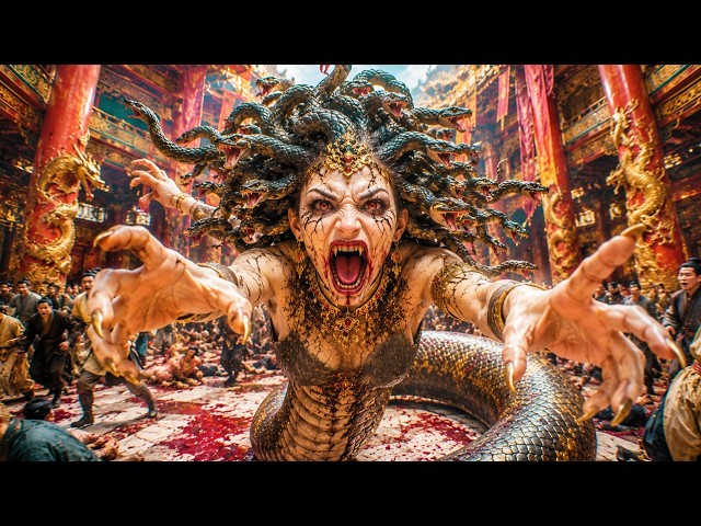A beautiful woman transformed into a nine-headed serpent, slaughtering the entire city.