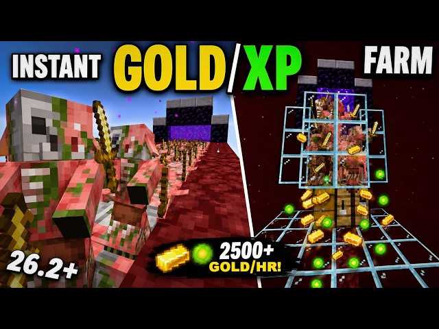 UPDATED Minecraft Java 26.2+ Gold XP Farm Tutorial | 2500+ Gold/Hour!