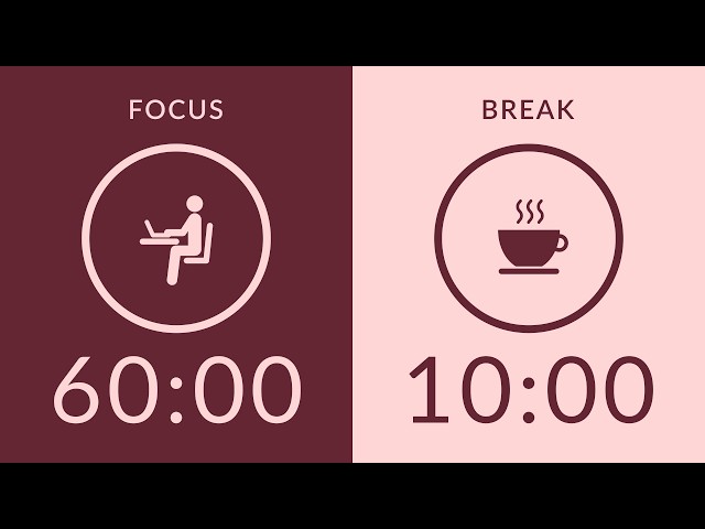 60/10 Pomodoro Timer with Brown Noise 🎧 4-Hour Study with Me for Deep Focus & ADHD ✨
