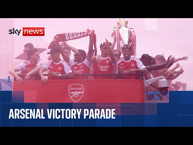 Watch the moment Arsenal's Premier League trophy parade passes Sky's correspondents