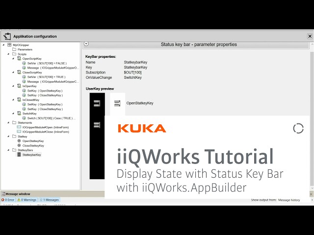 KUKA iiQWorks: Display Gripper State with Status Key Switches in iiQWorks.AppBuilder