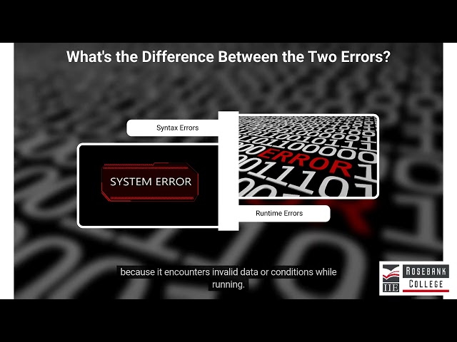 Explain the differences between syntax errors and runtime errors (LU8/LO9)