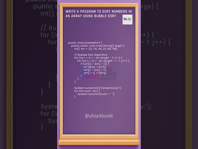 Bubble Sort in Java | Simple Sorting Algorithm | #coding  #programming