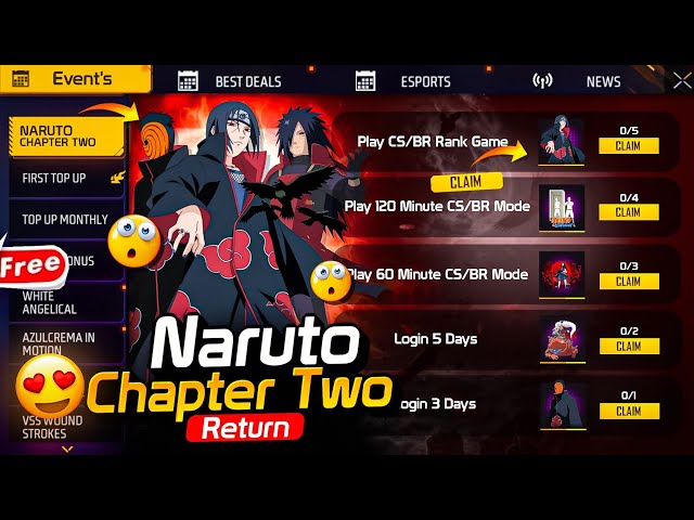 🔥Naruto Chapter 2 Return💥Itachi Bundle Return Free Fire || Free Fire New Event || Ob55 Update Ff