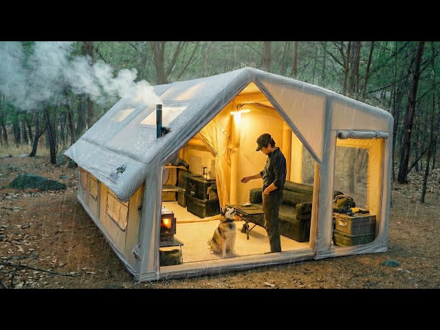 LUXURY CAMPING IN THE RAIN ⭐ 5-STAR INFLATABLE HOUSE EXPERIENCE