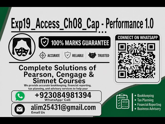 Exp19_Access_Ch08_Cap - Performance 1.0 | Access Chapter 8 Capstone - Performance