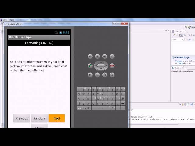 Android App Example - Best Resume Tips