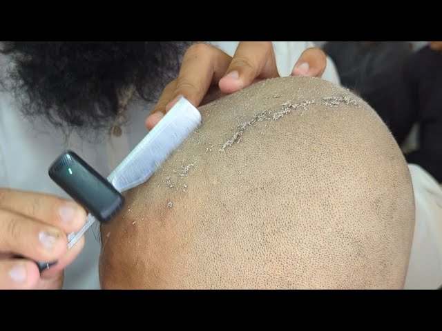 Dead skin remove ASMR relaxing sound head shave tutorial zaibi barber shop