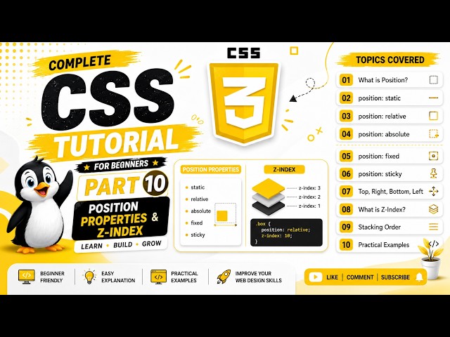 # CSS Tutorial Part-10 | Position Properties & Z-Index | Complete Beginner Guide