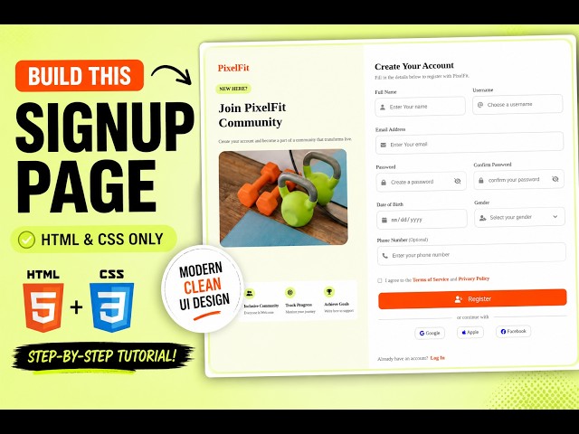 Build a Signup Page with HTML & CSS (Beginner Tutorial)
