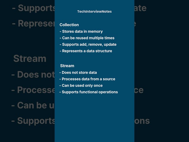 Stream vs Collection Explained | Core Java interviews