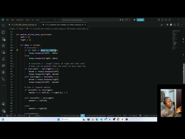 Running Median Using Two Heaps | Optimized Code Explained | EPI 11.3 Day 102
