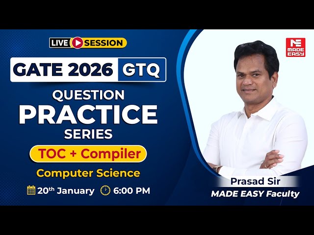 GATE 2026 CS LIVE | TOC + Compiler Important Questions | GTQ Series by Prasad Sir