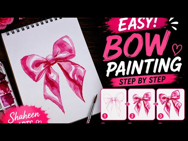Easy Watercolor Bow Painting 🎀 | Step by Step | Beautiful Bow Painting for Beginners