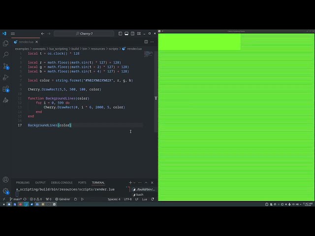 GUI live scripting in Lua, prototyping in timelapse.