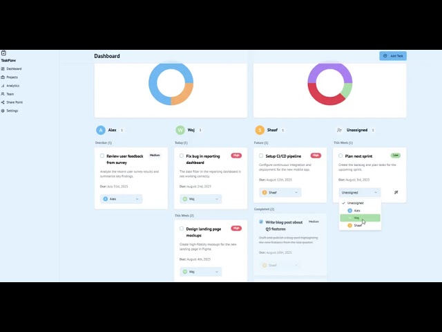 Custom React js CRM mock up for BIM tasks