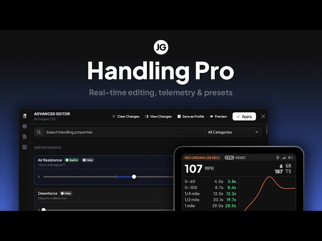 JG Handling Pro - FiveM Real-time Handling Editor w/ Presets & Telemetry!