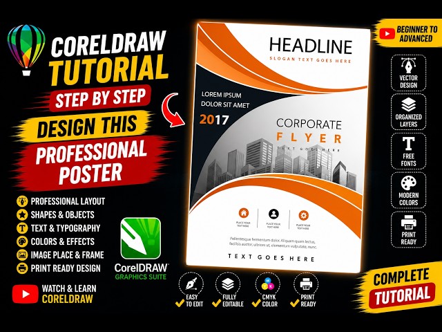 CorelDRAW Tutorial | Professional Corporate Poster Design Step by Step | CorelDRAW Graphic Design