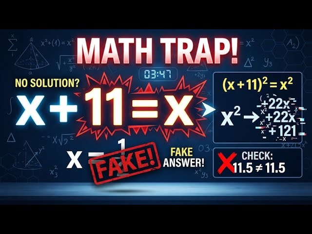 This Algebra Trick Creates a FAKE Answer! 😱 | x + 11 = x Explained