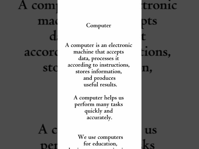 Computer Definition in English | Computer Basics for Beginners 💻
