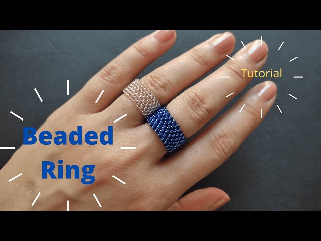 Seed bead ring tutorial, basic peyote stitch weaving