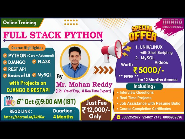 FULL STACK PYTHON Online Training @ DURGASOFT