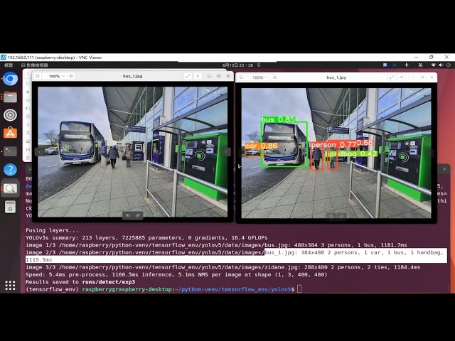 YOLOv5 I Raspberry pi 4B I Object Detection test with Image and Video by yolov5s.pt
