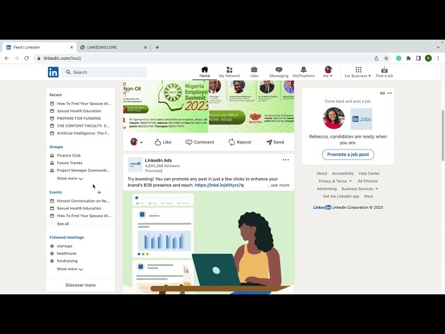 LinkedIn clone using HTML and CSS