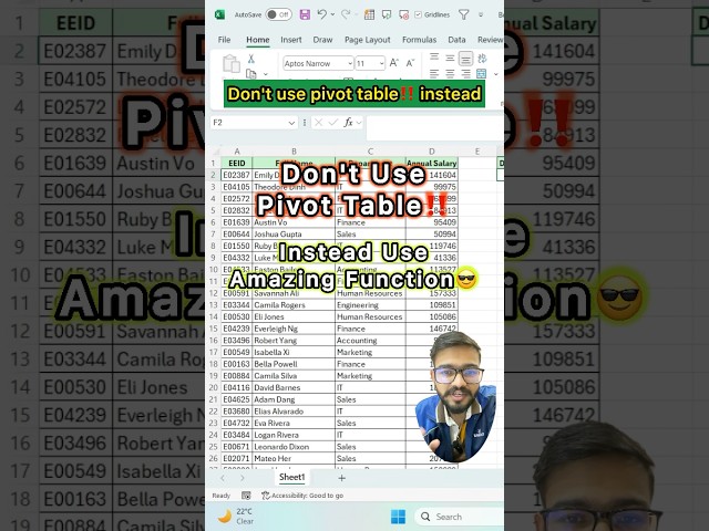 Don't use Pivot in Excel‼️Instead Use Amazing function #excel #exceltricks #exceltutorial #shorts