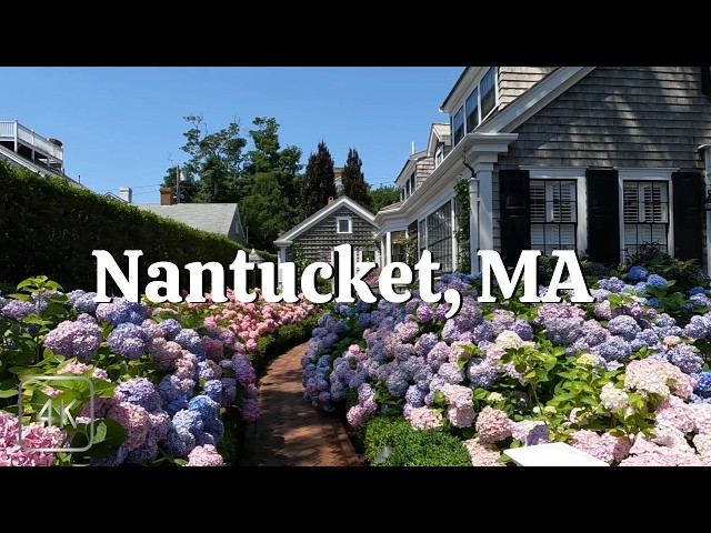 Nantucket Island in Massachusetts. Walking Tour 4k