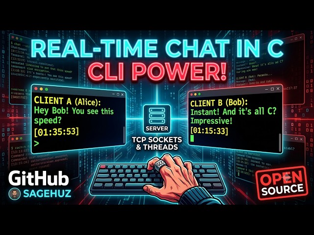 C Terminal Chat Application Demo | Multi-client Real-Time Chat in C (TCP Sockets & Threads)