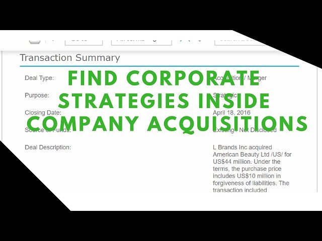 How to find company strategy information within Mergers & Acquisition  data in Nexis Uni