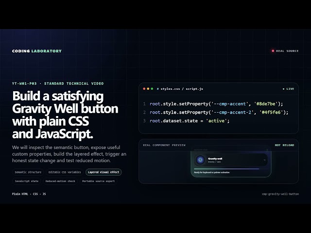 Build a satisfying Gravity Well button with plain CSS and JavaScript.