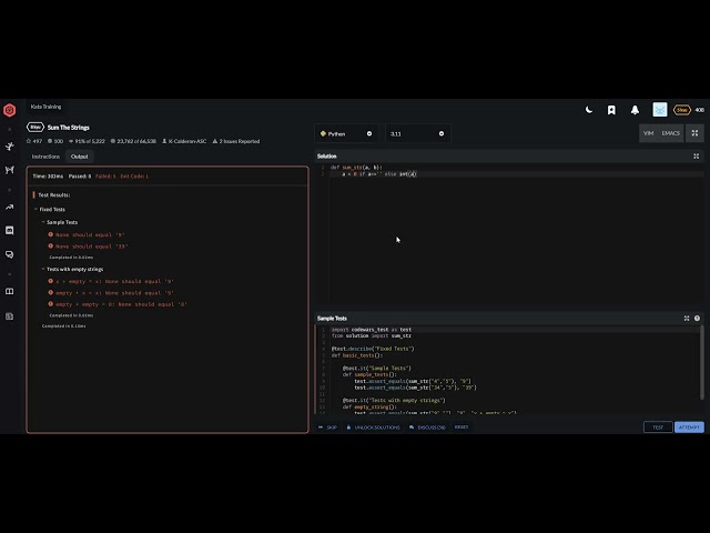 codewars python Sum The Strings
