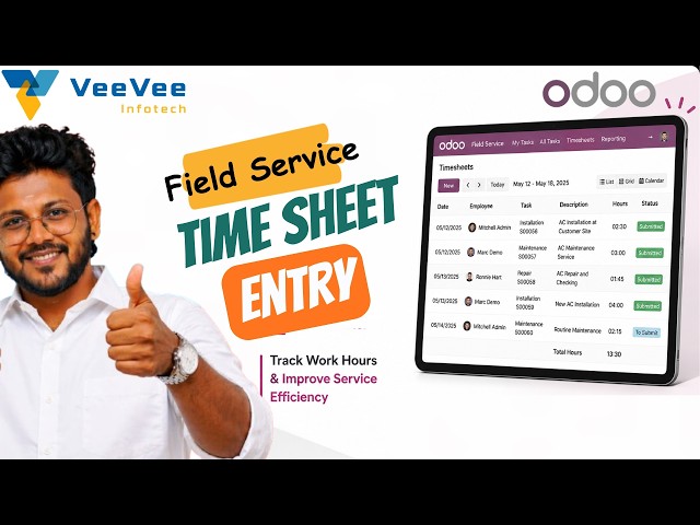 Field Service Timesheet Entry in Odoo ERP | Tamil | VeeVee Infotech